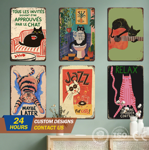 En gros, Plaques métalliques en fer blanc imprimées UV 'Are You Pooping', Art mural vintage premium avec motif chat, Décoration intérieure, Cadeau par sublimation pour la maison et le bar - Product Image 3