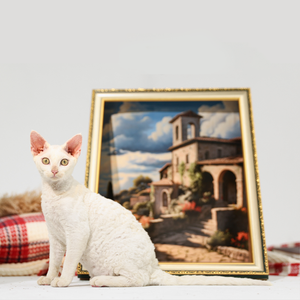 Kattenkrabpaal van golfkarton met olieverfschilderijdesign, multifunctioneel, OEM/ODM, duurzaam, milieuvriendelijk, voor binnen. - Product Image 3