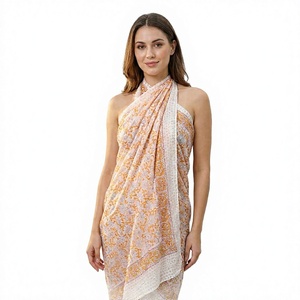 Pareo de algodón estampado a mano, estilo bohemio, ligero, para la playa, pareo de verano, ecológico, hecho a mano. - Product Image 1