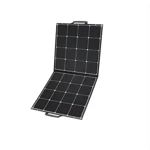 لوح شمسي قابل للطي 100 وات لمحطات الطاقة المحمولة لرحلات التخييم الخارجية بنظام شبكة احتياطية للطاقة الشمسية