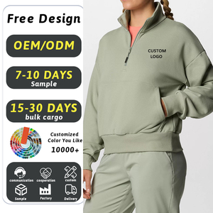 Custom 1/4 Half Zip Sweater <strong>Women</strong> Jumper High Quality Fleece Oversized Sport Quarter <strong>Zipper</strong> Pullover Sweatshirt <strong>Women</strong> <strong>Hoodies</strong> - Product Image 1