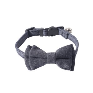 Elegante Collar para Mascotas de Poliéster con Lazo de Color Sólido, Cierre de Hebilla Ajustable para Perros Pequeños, Todas las Temporadas, Rosa/Beige - Product Image 2