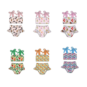 Ensemble de vêtements d'été confortables pour filles, maillots de bain pour bébés filles, imprimé personnalisé, bretelles réglables, tenues pour filles - Product Image 2