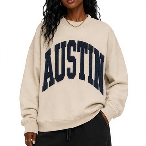 University Student Mock Neck Sweatshirts Chenille Patchwork Collegiate Custom Flock Print Austin Club Outfits Causal Wear <b>Jumper</b> - Product Image 2