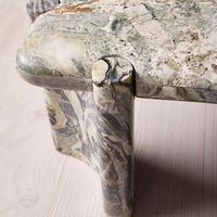 Table basse de luxe minimaliste en marbre naturel à veines uniques, forme libre et irrégulière, pour salon de villa, meuble d'appoint
