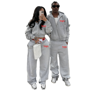 <span class=keywords><strong>Tuta</strong></span> Sportiva Personalizzata con Stampa Puff per <span class=keywords><strong>Donna</strong></span>, Set con Felpa con Zip e Pantaloni Larghi, Completo <span class=keywords><strong>Oversize</strong></span> in Pile per Jogging - Product Image 2