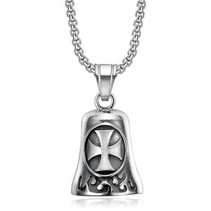 Stainless Steel <b>Cross</b> Pendant Necklace Vintage Polished Bell Shape Unisex Fashion Jewelry - Product Image 5