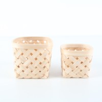 Panier de rangement tressé naturel en gros, petit panier carré en bois pour maquillage, jouets, articles divers, organisation de la maison, du bureau et de la salle de bain