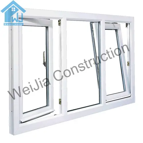 PVC窓upvc窓新製品遮音PVC 2パネルアルミ傾斜ターンウィンドウ