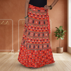Falda Midi Cruzada con Estampado Floral Étnico Hippie Gitano, Vestido Indio para Mujer, Faldas de Algodón de Diseñador, Tallas Grandes, Estilo Casual Bohemio - Product Image 1