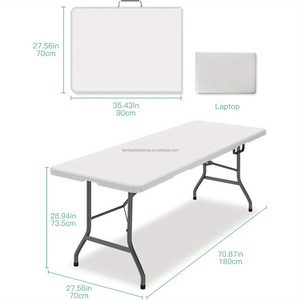 Table pliante d'extérieur portable personnalisée <span class=keywords><strong>de</strong></span> 6,8 pieds, en plastique blanc, design moderne pour événements et fêtes - Product Image 5