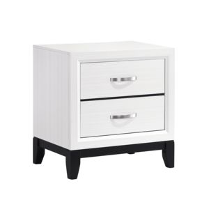 DB Modern Contemporary White Finish Nightstand 2x Cajones 1PC Muebles de dormitorio de madera Smart para apartamento Rústico Hogar Mármol - Product Image 3