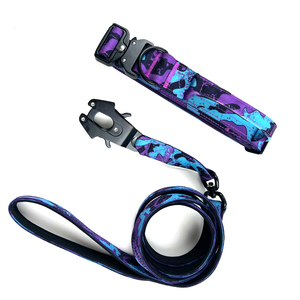 Conjunto de correa de perro de camuflaje táctico de lujo, hebilla de Metal pesado personalizada, forro de neopreno, suministros de entrenamiento para mascotas con estampado de nailon de lujo - Product Image 6