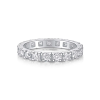 Bague d'éternité en argent S925 SGARIT avec moissanite, plaquée or blanc 18 carats, 1,9 carats au total, diamant de 3,0 mm, bague de fiançailles et de mariage