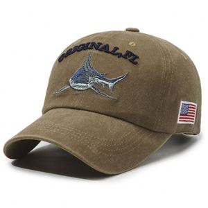 Casquette de baseball Shark Sporty classique en denim délavé vintage, en coton, réglable, unisexe, décontractée, protection solaire - Product Image 2