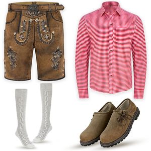 Ensemble de Lederhosen bavarois personnalisé pour homme, costume traditionnel d'Oktoberfest, short brodé, chemise, chaussettes, chaussures - Product Image 1