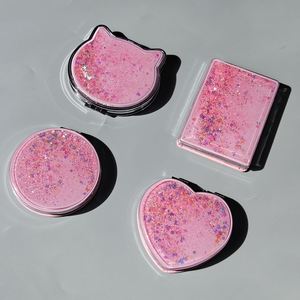 New Design <b>Small</b> Glitter Moving Sand Travel <b>Mirror</b> Heart Shape Double Sided Cosmetic <b>Mirror</b> - Product Image 2