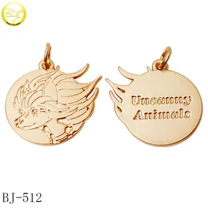 Eco-friendly Brand Name Gold Jewelry Tags Custom Engraved Logo Pendant Metal Hang Charms For Wine Bottle