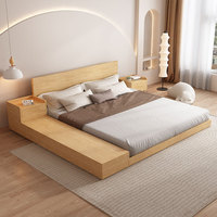 Lit superposé japonais moderne et simple, couleur crème, avec armoire latérale de rangement et design à panneaux, écologique, idéal pour les petits appartements et salons.