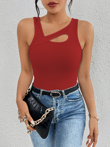 Nuevo Top sin Mangas <span class=keywords><strong>para</strong></span> Mujer 2026, Estilo Europeo, Corte Ajustado, Diseño Hueco, Casual y Versátil, Suave, <span class=keywords><strong>para</strong></span> Uso Diario y Streetwear - Product Image 4