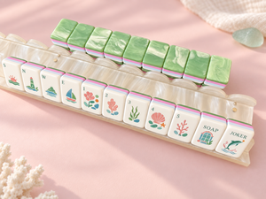 Tuiles de Mahjong Américain en Acrylique, 160 Pièces, Ensemble <span class=keywords><strong>d</strong></span>'Art Côtier avec Motifs Coquillage, Tortue, Corail, Dauphin, <span class=keywords><strong>Jeu</strong></span> de Luxe Moderne - Product Image 1