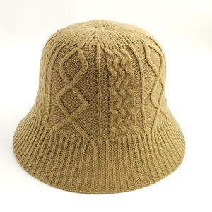 Sombrero de pescador de punto de lana MERINO personalizado de Invierno para mujer, sombrero de cubo de Color sólido Europeo Americano - Product Image 1