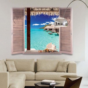 Pegatinas Decorativas de <span class=keywords><strong>Pared</strong></span> con Paisaje Marino, Vinilo Adhesivo <span class=keywords><strong>3D</strong></span> de PVC, Removible, Impermeable, Decoración del Hogar - Product Image 5