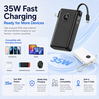 Cargador Portátil de 20000mAh, Mini Banco de Energía con Opciones de Enchufe para UE, Reino Unido y EE. UU., Cable Tipo-C Integrado, Carga Rápida de 35W