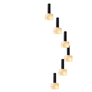 Natural Marble Pendant <b>Light</b> Square Led Stairwell <b>Lighting</b> For Villa Living Room - Product Image 5