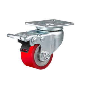 ล้อ PU สีแดงแกนเหล็กชุบสังกะสีแบบต่ำ น้ำหนักเบา สำหรับอุปกรณ์ขนาดกะทัดรัด - Product Image 6