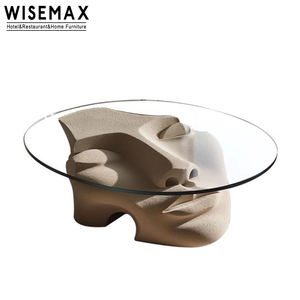 WISEMAX أثاث مصمم أثاث تصميم فني طاولة قهوة من الزجاج المقسى أعلى طاولة مركزية أثاث منزلي فني لغرفة المعيشة - Product Image 5