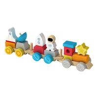 Train en bois blocs de construction jouets empilables série spatiale petit Train jouets préscolaires pour enfants