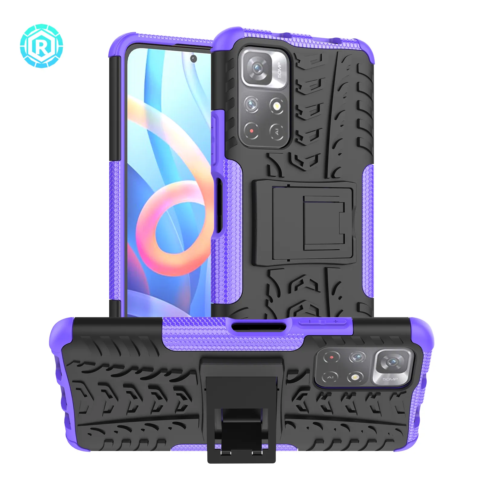 Wholesale TPU PC 2 In 1 Shockproof Mobile Phone Case For Redmi Note 11 5G With Kickstand