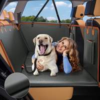 Housse de siège arrière de voiture pour animaux de compagnie en cuir de luxe, matériau amélioré, étanche, avec fenêtre en maille