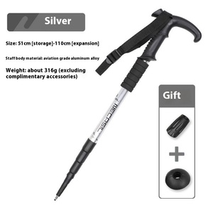 Canne de trekking en alliage d'aluminium 6061 à quatre sections avec poignée courbée Canne ultra-légère avec verrouillage interne et absorption des chocs en stock. - Product Image 5