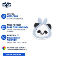 Patch brodé thermocollant personnalisé avec logo animal, motif ours rose de dessin animé mignon et lapin avec nœud, pour vêtements et décorations