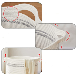 Cestos Personalizados Redondos y Plegables <span class=keywords><strong>para</strong></span> la <span class=keywords><strong>Ropa</strong></span>, <span class=keywords><strong>Cesto</strong></span> Duradero de Almacenamiento <span class=keywords><strong>Tejido</strong></span> de Cuerda de Algodón <span class=keywords><strong>para</strong></span> <span class=keywords><strong>Ropa</strong></span> Sucia - Product Image 5