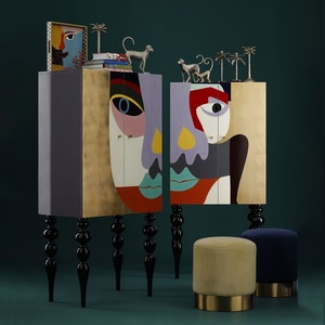 Meubles de salon de style japonais, armoires de rangement décoratives en bois massif, motif personnalisable, style nord-européen moderne - Product Image 1