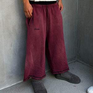 Custom Streetwear Acid Wash Sweat Jogging Sports <b>Shorts</b> Designer Cotton French Terry Cropped Capri Sweatpants Length <b>3</b>/<b>4</b> <b>Shorts</b> - Product Image 3