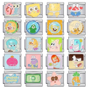 SpongeBob SquarePants Titanium Steel Modular Bracelet Charms Mixed Shapes DIY Jewelry Set For Bracelet Making - Product Image 1