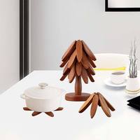 Sous-plat créatif en bois de noyer et de frêne, en forme de feuille, résistant à la chaleur, pour la décoration de table domestique