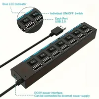 Hub USB 3.0 haute vitesse à 4/7 ports LED, adaptateur d'alimentation 5Gbps, commutateur répartiteur USB, prise ue pour ordinateur portable
