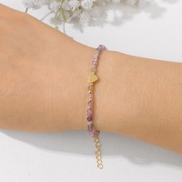 Bestone Bracelet de perles à facettes en plaqué or 18 carats 3mm grenat améthyste pour femmes Bracelets de perles à la mode avec carte incluse