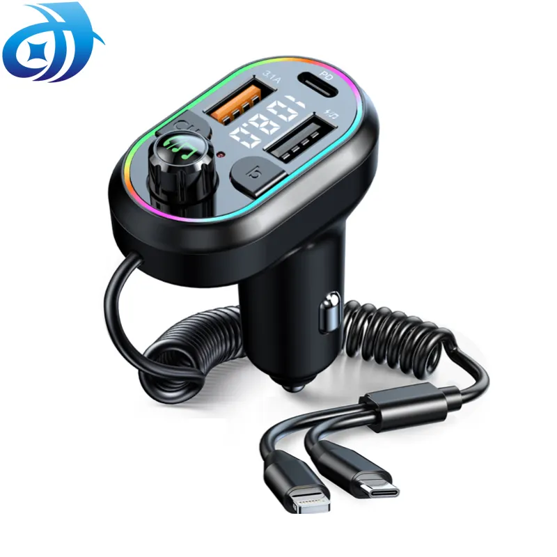 Usb Pd C Type Fast Charging Adapter 2 3 In 1 Dual 3.1A Mp3 Player Universal Car Charger With Cable