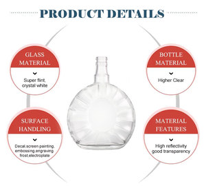 Bouteille à spiritueux en verre haut de gamme, emballage en verre unique, 250 ml, 500 ml avec bouchon <span class=keywords><strong>Guara</strong></span> - Product Image 4