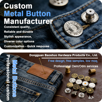 Bouton en métal pour jean avec rivets, motif creux gravé personnalisé, design classique, prix d'usine