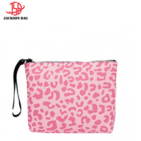 Desainer wanita musim panas pantai lucu ungu kanvas tas Clutch merek terkenal motif macan tutul dompet kantong ritsleting surat penutup