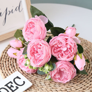 Flores artificiales de seda para decoración del hogar, ramo grande de flores de peonía, de tacto natural, para boda y jardín - Product Image 2