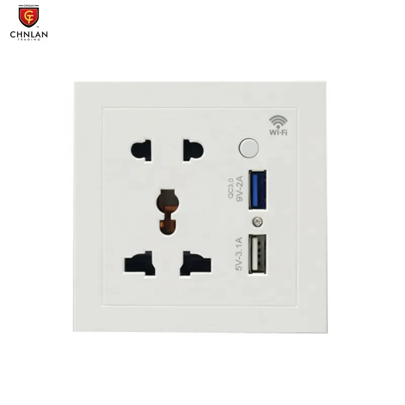 WS85 Tuya Smart Life App 86mm 5 hole 10A UK Wireless WiFi Smart Universal Wall Outlet Socket with 2 USB