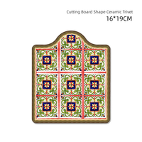 Vente en gros Maroc Planche à découper en forme de dessous de plat chauffant en céramique avec liège Sublimation personnalisée Carrelage Italie Napperon en céramique